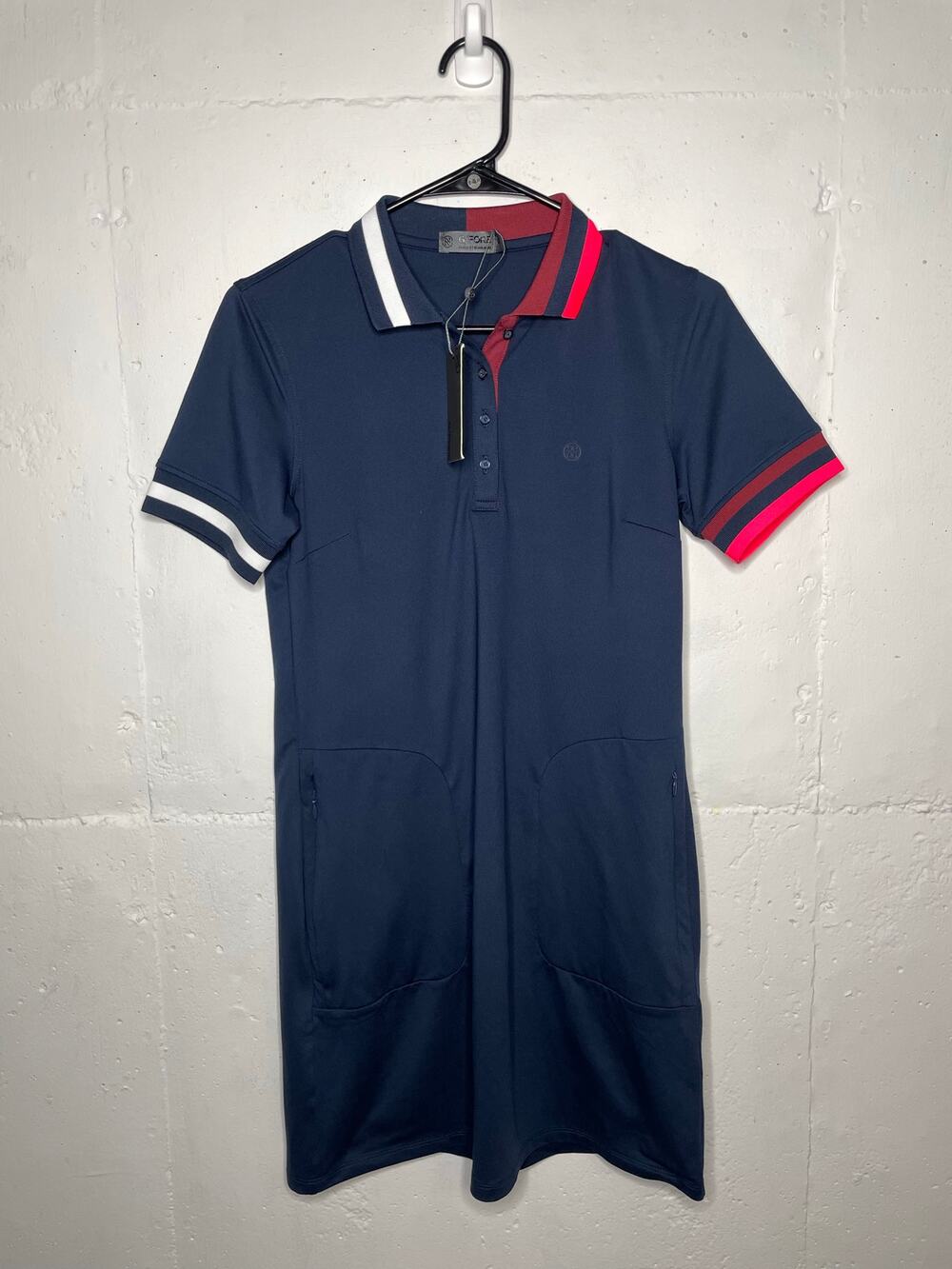 NEW G/Fore Contrast Collar Polo Dress S Twilight Tech Pique Womens Golf Size XS